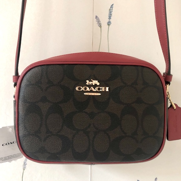 *SOLD* NWT COACH Mini Jamie Camera Bag In Signature Canvas, Gold/Brown 1941 Red - Picture 5 of 16